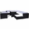 vidaXL Set muebles de jard&iacute;n 10 piezas y cojines rat&aacute;n sint&eacute;tico negro