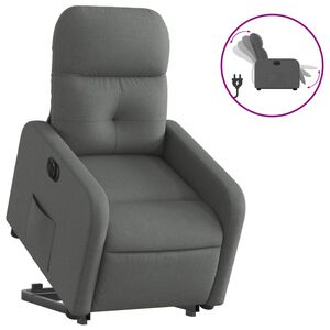 vidaXL Sill&oacute;n el&eacute;ctrico reclinable elevable de tela gris oscuro