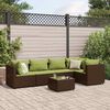 vidaXL Set muebles de jard&iacute;n 6 piezas y cojines rat&aacute;n sint&eacute;tico marr&oacute;n