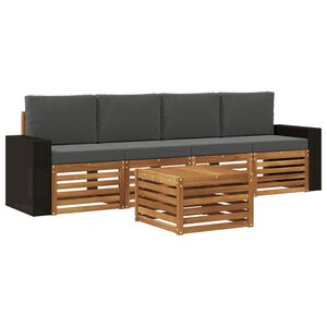 vidaXL Conjunto de sof&aacute;s de exterior 5 pcs Natural y Antracita