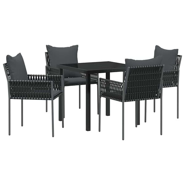 vidaXL Conjunto de Comedor de Jard&iacute;n 5 pcs Negro y Gris