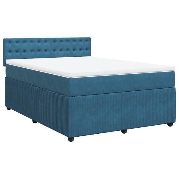 vidaXL Cama box spring con colch&oacute;n terciopelo azul 160x200 cm
