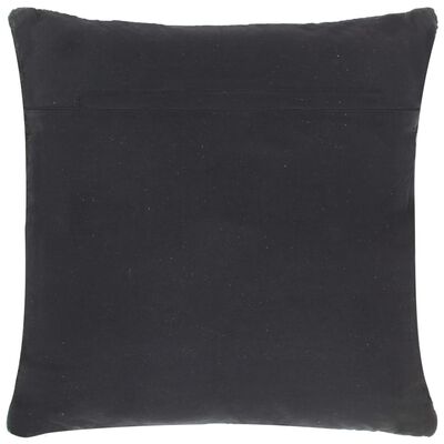 vidaXL Cojín Chindi de cuero y algodón negro 60x60 cm