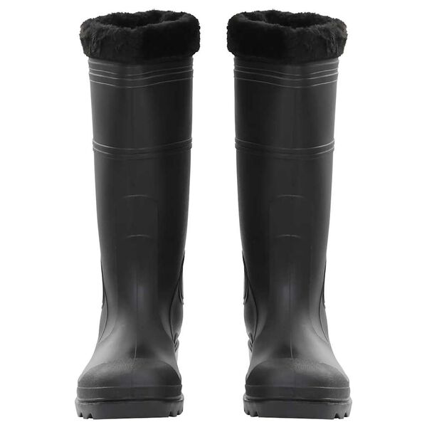 vidaXL Botas de agua con calcetines extra&iacute;bles negro n&uacute;mero 44 PVC