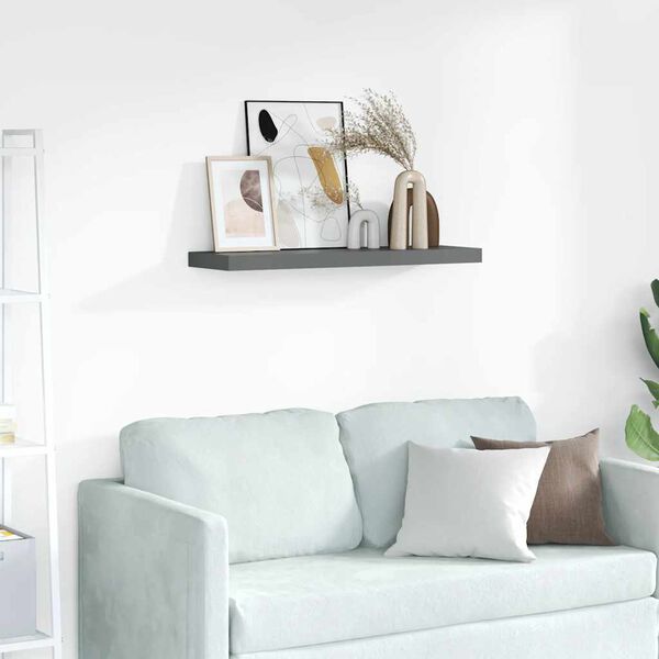 vidaXL Repisa para marcos de fotos 2 uds MDF gris 80x9x3 cm