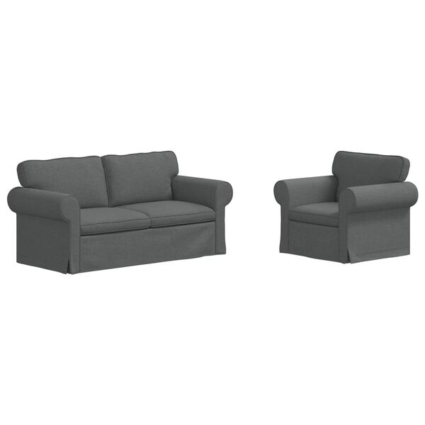 vidaXL Sof&aacute; 2 pcs Gris oscuro 175 x 82 x 80 cm tela
