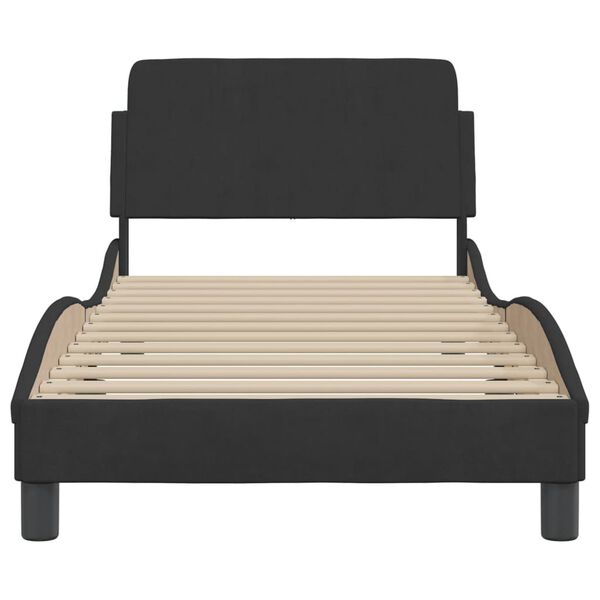 vidaXL Estructura de cama con cabecero Dover terciopelo negro 90x190 cm