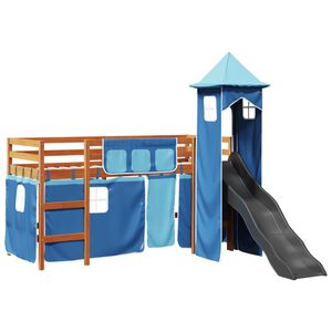 vidaXL Cama alta para ni&ntilde;os con torre madera pino azul 80x200 cm