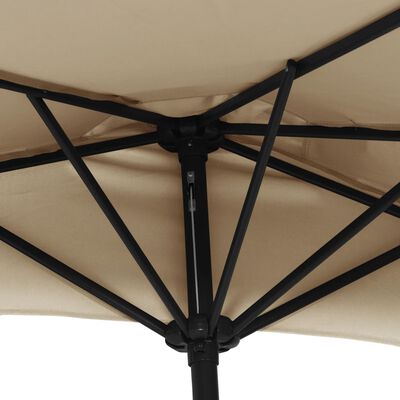 vidaXL Sombrilla de balcón semicircular palo aluminio taupe 270x144cm