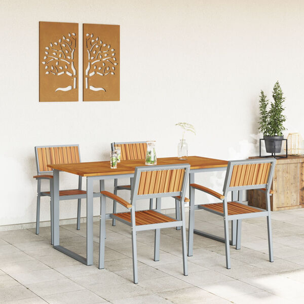 vidaXL Conjunto de Comedor de Jard&iacute;n 5 pcs Gris y marr&oacute;n