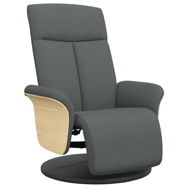 vidaXL Sill&oacute;n reclinable con reposapi&eacute;s tela gris oscuro