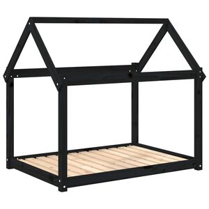 vidaXL Cama para perros madera maciza de pino negro 111x80x100 cm
