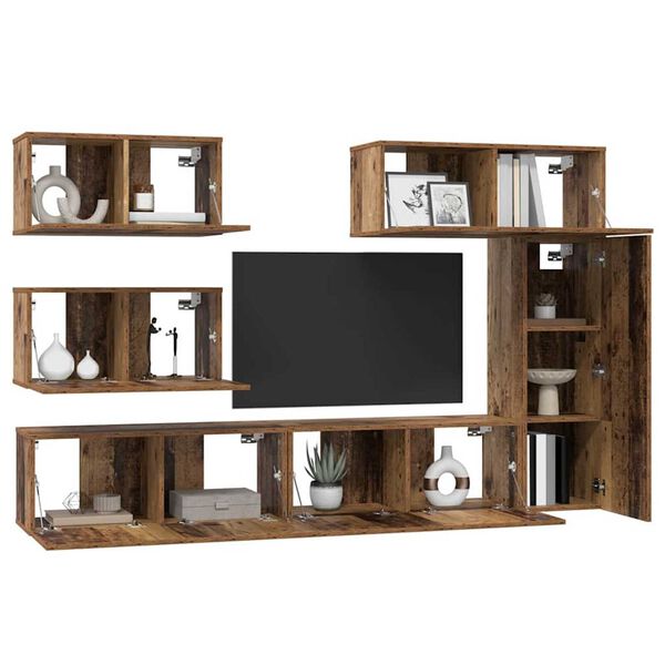 vidaXL Conjunto de mueble de TV 6 pcs Madera envejecida