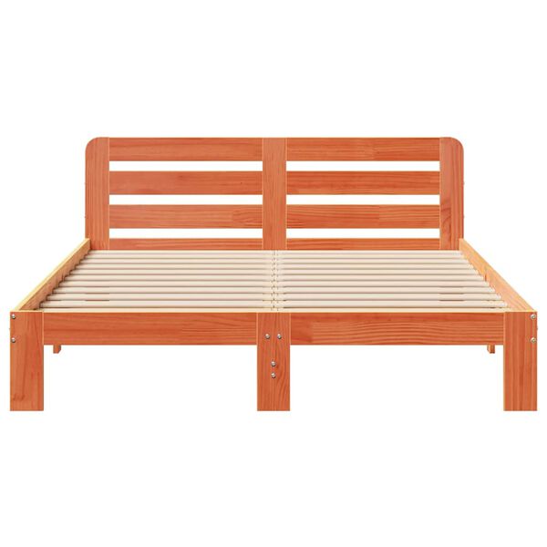 vidaXL Cama sin colch&oacute;n madera maciza pino marr&oacute;n cera 150x200 cm
