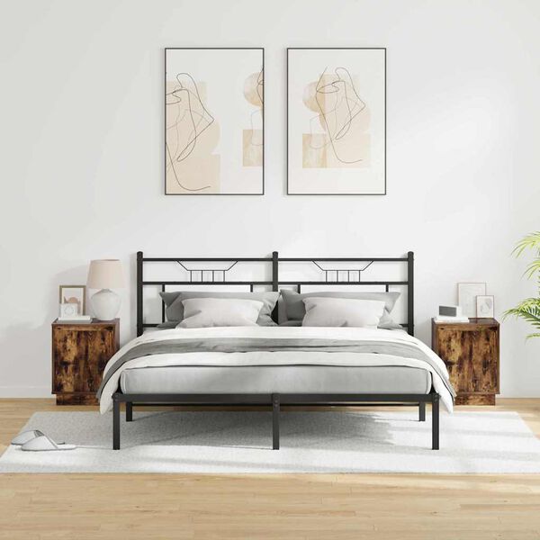 vidaXL Armario de Noche con 2 pcs Roble ahumado 39 x 34.5 x 50 cm