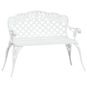 vidaXL Banco de jard&iacute;n de aluminio fundido blanco 108 cm