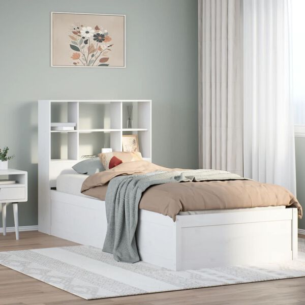vidaXL Estructura de cama sin colch&oacute;n madera de pino blanca 90x200 cm