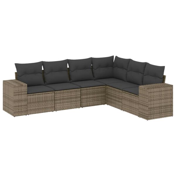 vidaXL Set de muebles de jardín 6 pzas y cojines ratán sintético gris