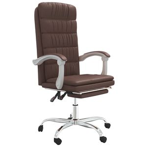 vidaXL Silla de oficina reclinable cuero sint&eacute;tico marr&oacute;n