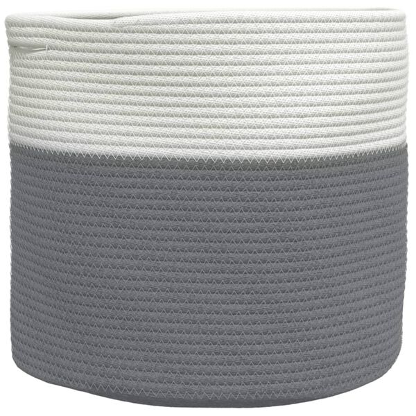 vidaXL Cesta de almacenaje algodón gris y blanco Ø40x35 cm