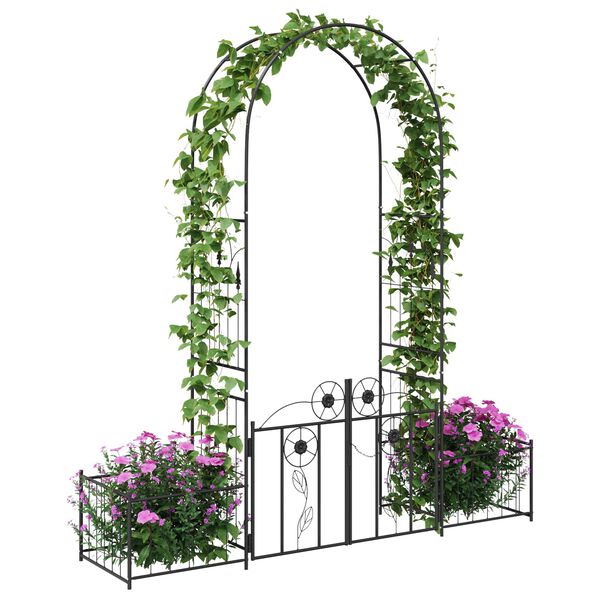 vidaXL Arco de jard&iacute;n con cerradura Negro 203 x 50 x 218 cm