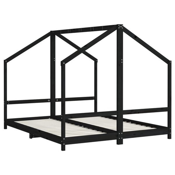 vidaXL Estructura de cama para ni&ntilde;os madera pino negro 2x(80x200) cm