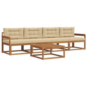 vidaXL Conjunto de sof&aacute;s de exterior con coj&iacute;n 5 pcs Natural y Beige