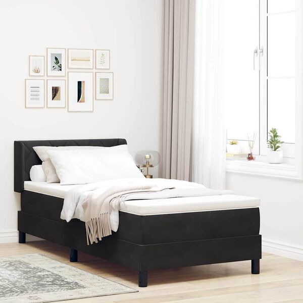 vidaXL Cama tipo Box Spring con colch&oacute;n Negro 200 x 90 cm Terciopelo