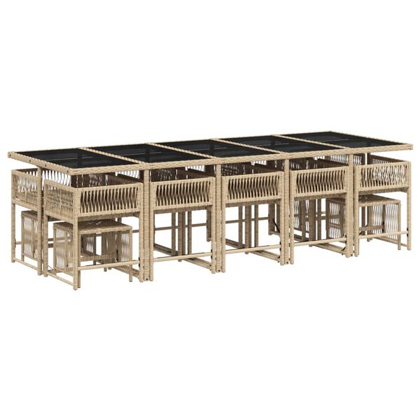 vidaXL Set comedor de jard&iacute;n con cojines 15 pzas rat&aacute;n sint&eacute;tico beige