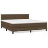 vidaXL Cama box spring con colch&oacute;n tela marr&oacute;n oscuro 180x200 cm