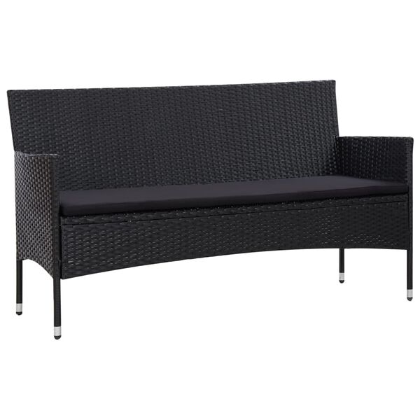 vidaXL Set de muebles de jard&iacute;n 4 pzas y cojines rat&aacute;n sint&eacute;tico negro