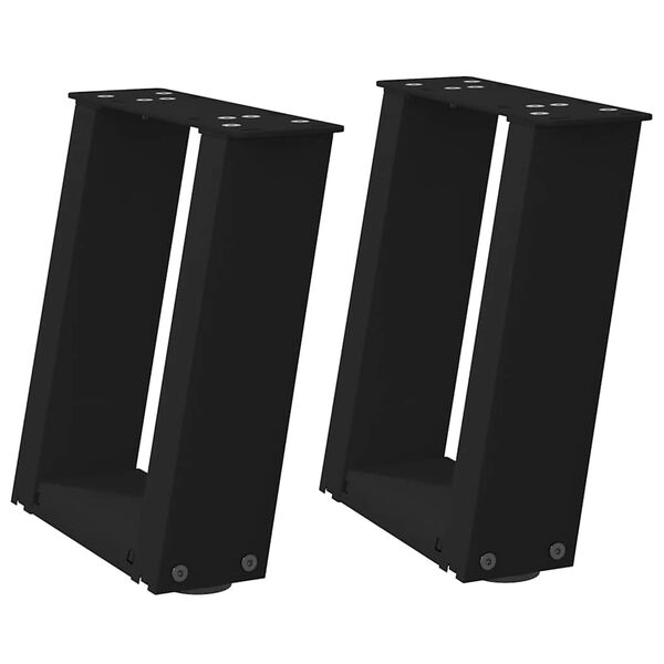 vidaXL Patas para mesa de centro en forma de U (2 unidades), color negro, 30 x (30-31) cm, acero