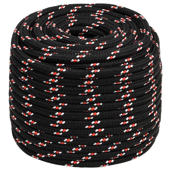 vidaXL Cuerda de barco polipropileno negra 18 mm 25 m