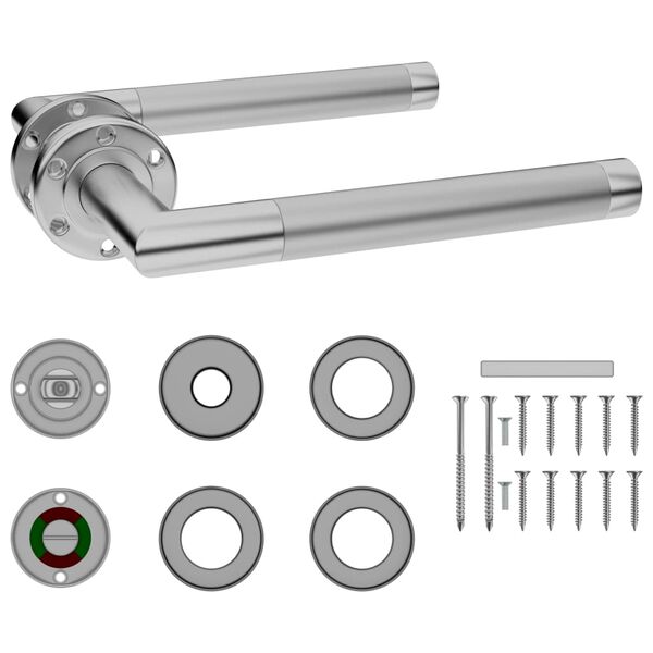 vidaXL Set de manilla puerta con pestillo WC acero inoxidable