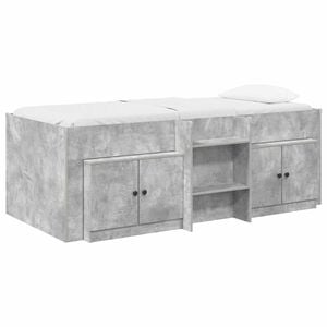 vidaXL Marco de cama loft con armario con puerta 3 uds. Gris Hormig&oacute;n