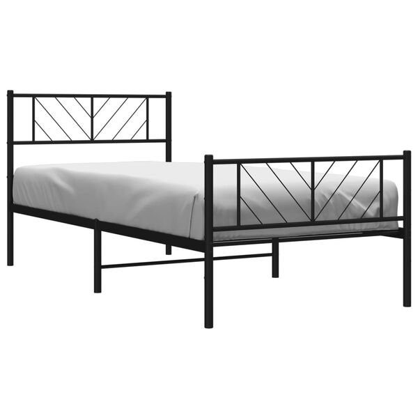 vidaXL Estructura cama sin colchón con estribo metal negro 75x190 cm