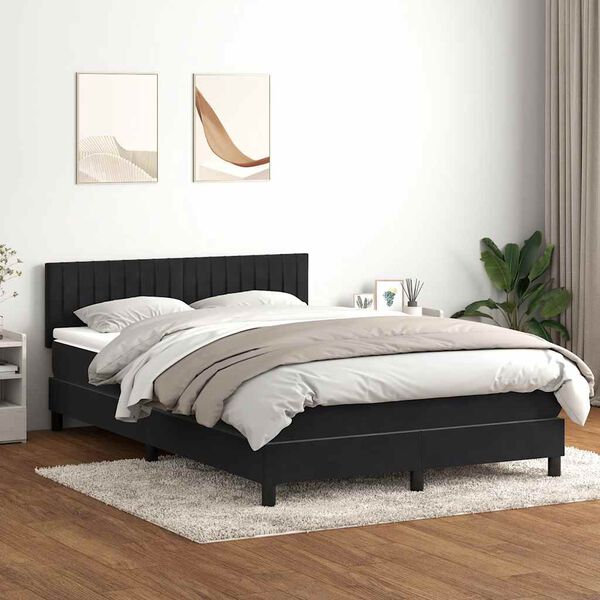 vidaXL Cama box spring con colch&oacute;n terciopelo negro 160x220 cm
