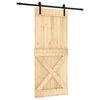 vidaXL Puerta Corredera Natural y negro 90 x 210 cm