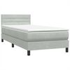 vidaXL Cama box spring con colch&oacute;n y LED terciopelo gris claro 100x220 cm