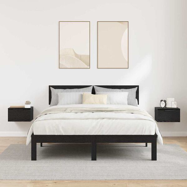 vidaXL Armario de Noche con caj&oacute;n 2 pcs Roble Negro 34 x 30 x 20 cm