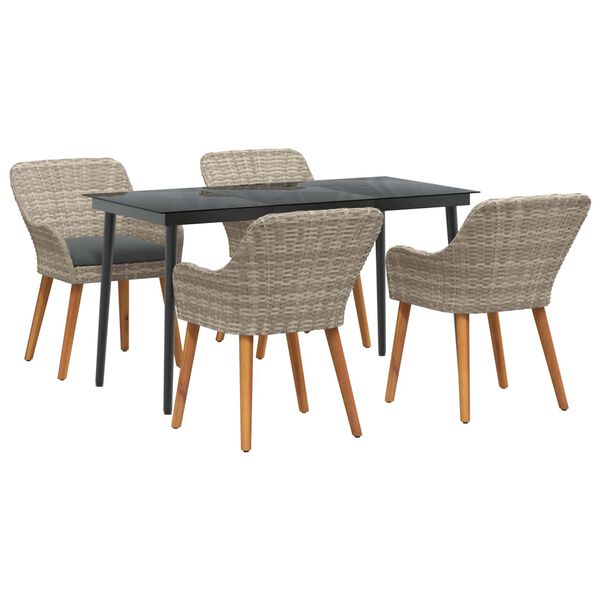 vidaXL Conjunto de Comedor de Jard&iacute;n 5 pcs Gris Claro rat&aacute;n sint&eacute;tico