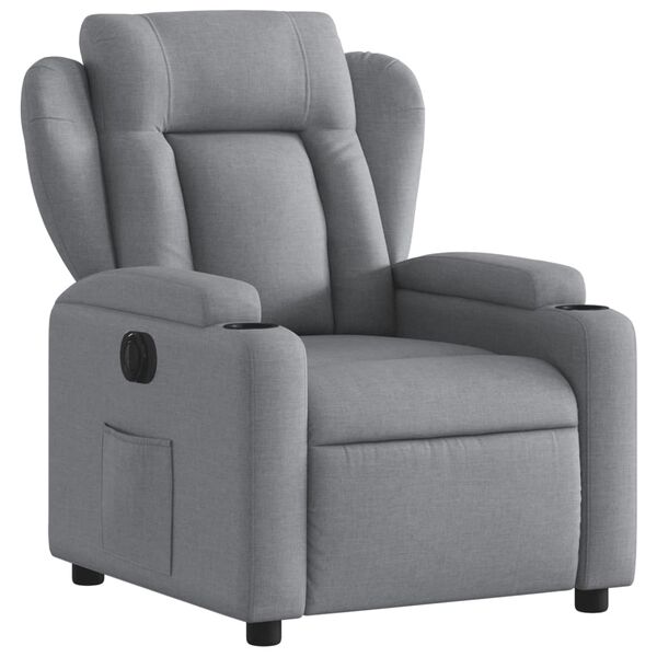 vidaXL Sill&oacute;n reclinable el&eacute;ctrico tela gris claro