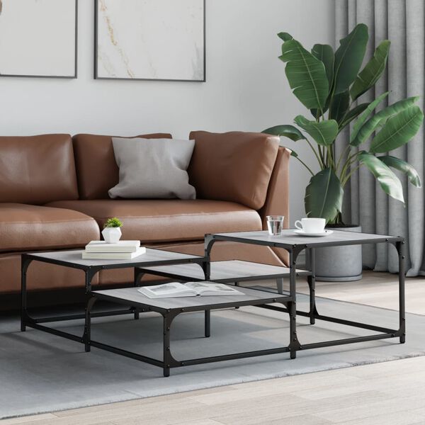 vidaXL Mesa de centro madera de ingeniería gris Sonoma 107x107x40 cm