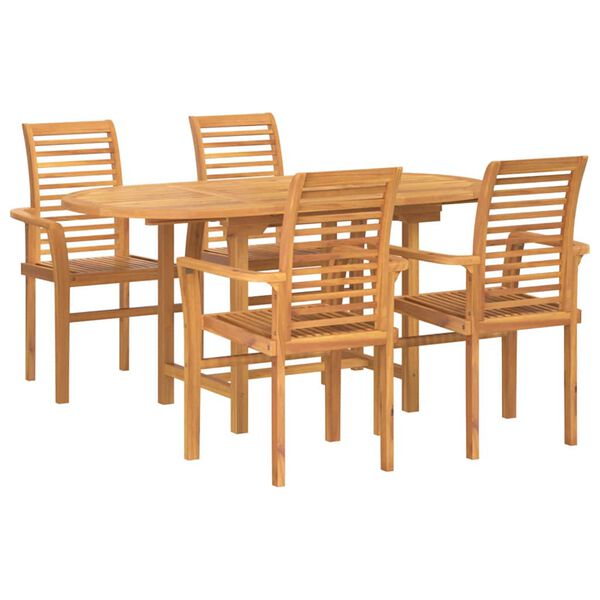 vidaXL Conjunto de Comedor de Jard&iacute;n 5 pcs Marr&oacute;n