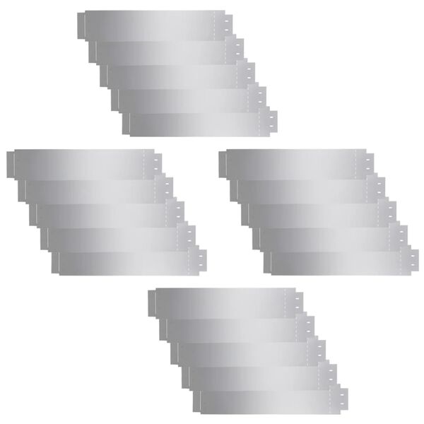 vidaXL Cercas para c&eacute;sped 20 piezas acero galvanizado 100x20 cm