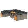 vidaXL Set de sof&aacute;s de jard&iacute;n 11 pzas y cojines rat&aacute;n sint&eacute;tico gris