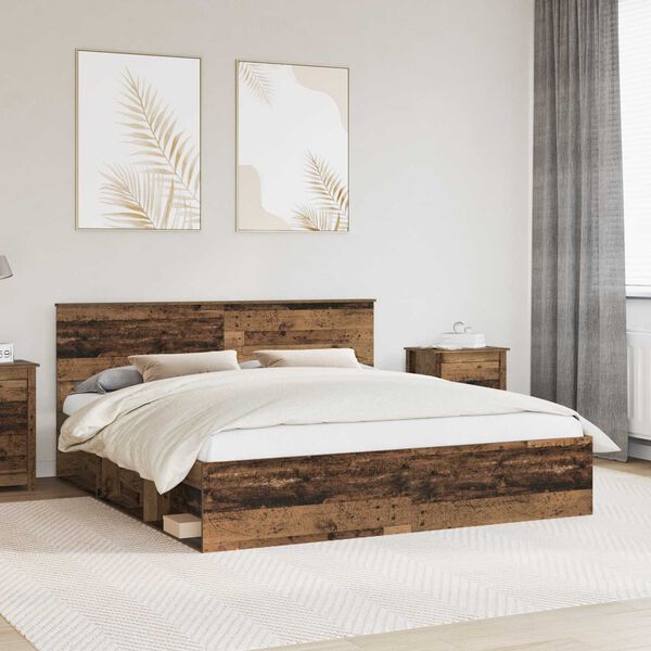 vidaXL Estructura de cama con cabecera Madera vieja 200 x 200 cm
