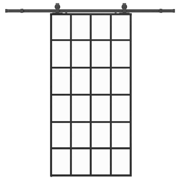 vidaXL Puerta corredera con herrajes negro 102x205 cm ESG vidrio