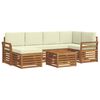 vidaXL Conjunto de sof&aacute;s de exterior 7 uds. Natural y Crema Poli&eacute;ster