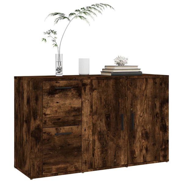vidaXL Aparador madera contrachapada roble ahumado 100x33x59,5 cm